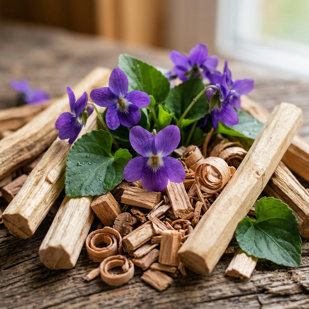 Close-up of sandalwood and violet only